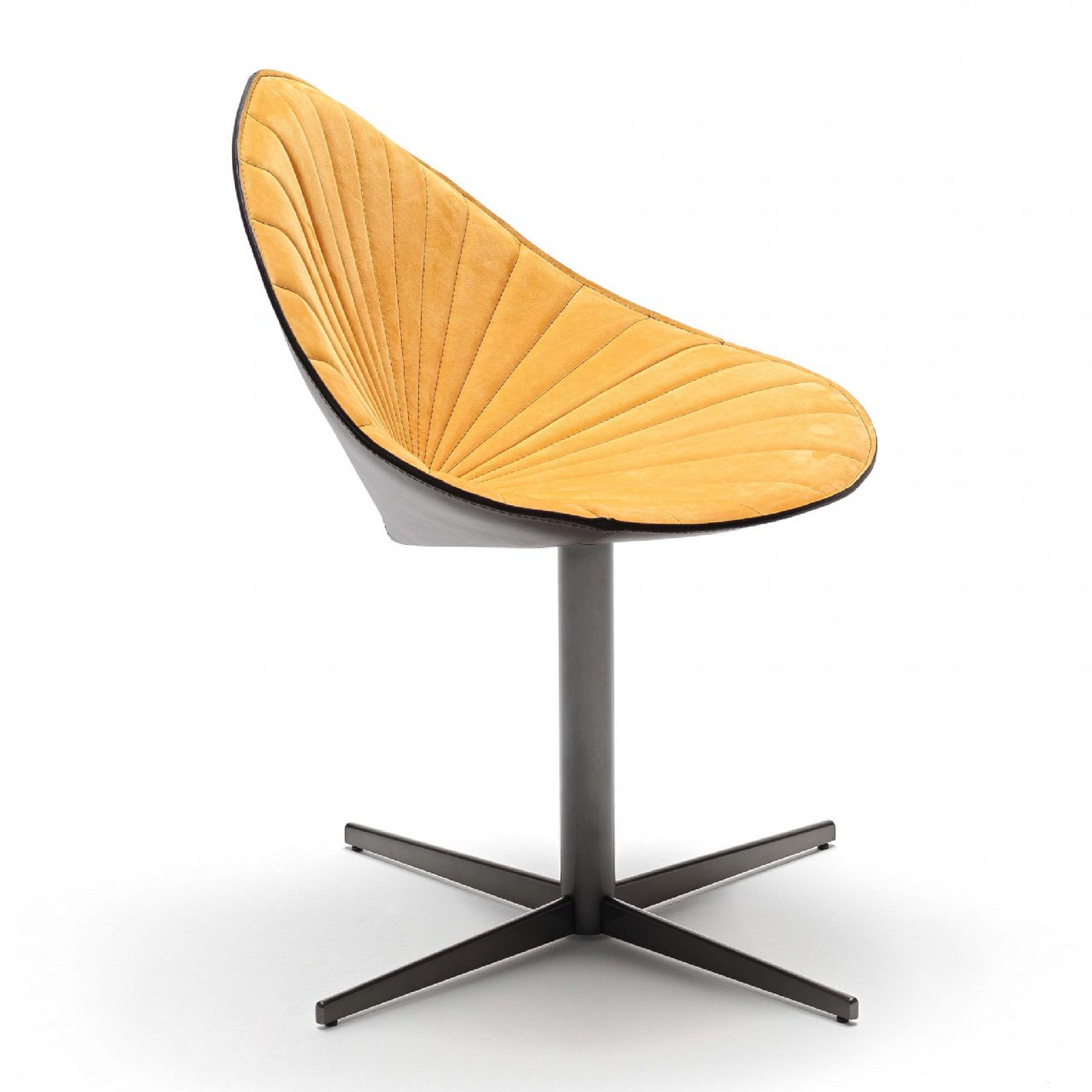 Pleated Leather Swivel Dining Chair | Fasem Fiorile Plissé | Italianfurniture.com