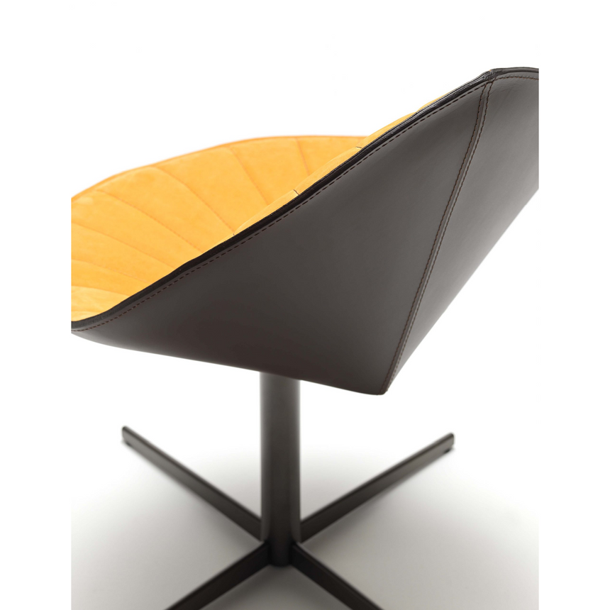 Pleated Leather Swivel Dining Chair | Fasem Fiorile Plissé | Italianfurniture.com