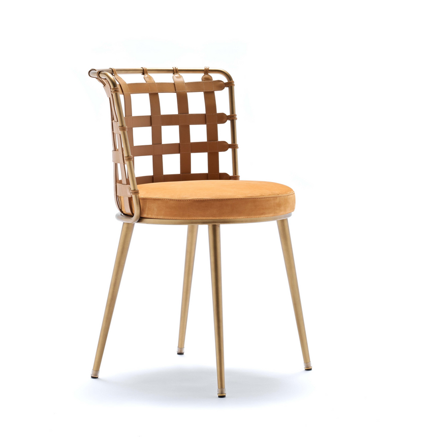 Leather Strips Dining Chair | Fasem Lola | Italianfurniture.com