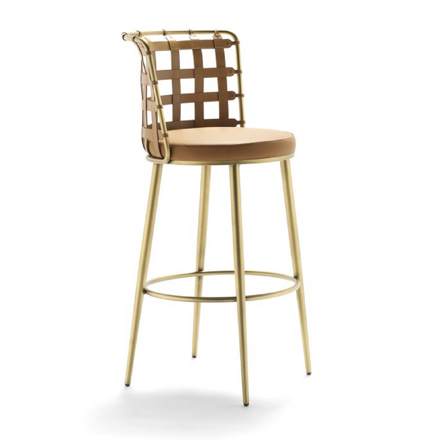 Leather Strips Bar Stool | Fasem Lola | Italianfurniture.com