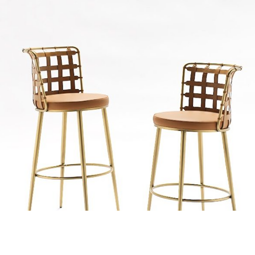 Leather Strips Bar Stool | Fasem Lola | Italianfurniture.com