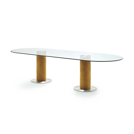 Oval Glass Dining Table | Fasem Rolling 2B | Italianfurniture.com