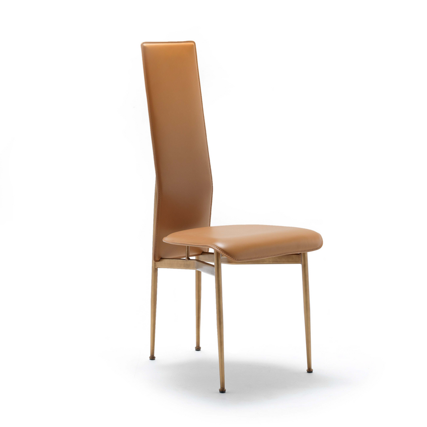 Narrow-Back Leather Dining Chair | Fasem S44 | Italianfurniture.com