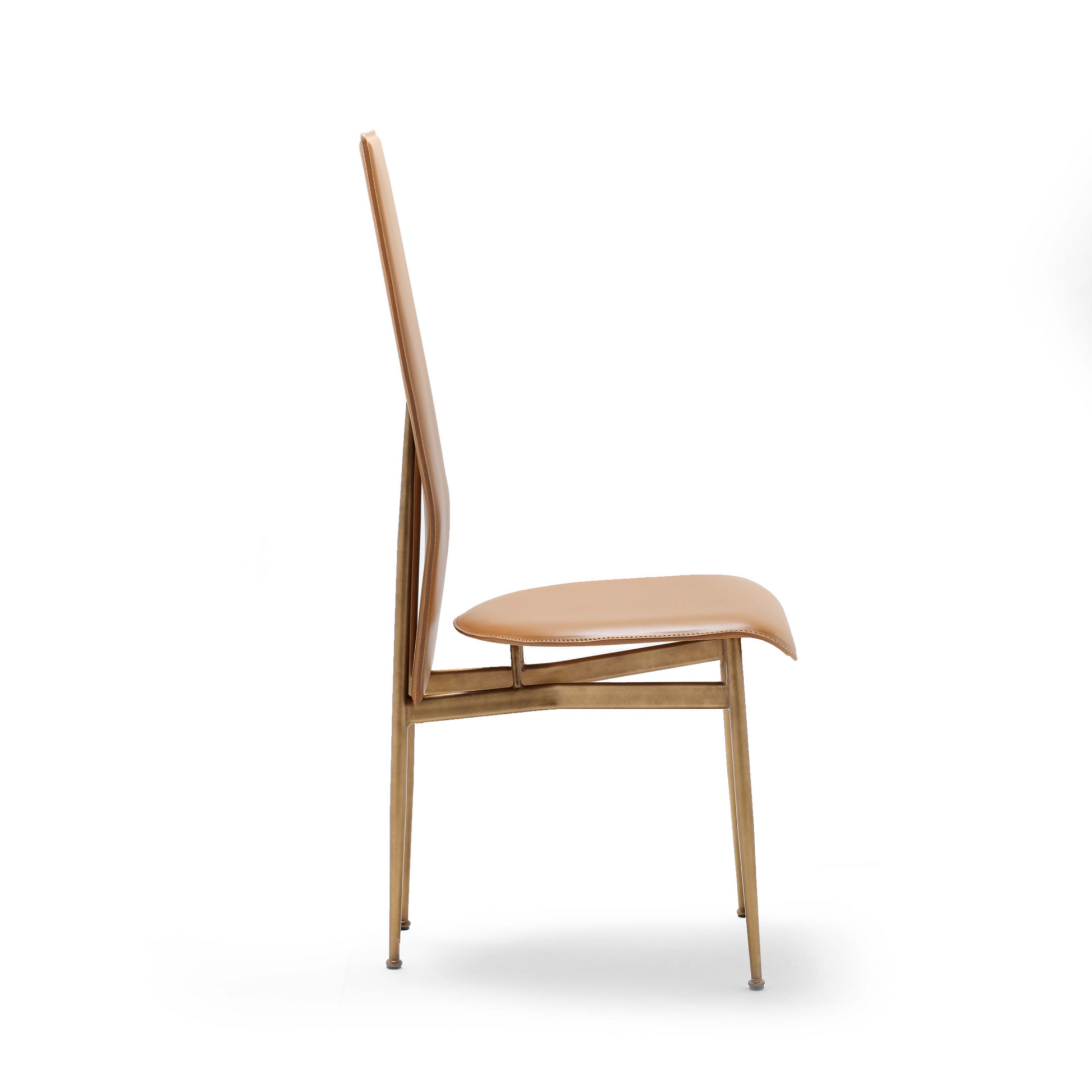 Narrow-Back Leather Dining Chair | Fasem S44 | Italianfurniture.com