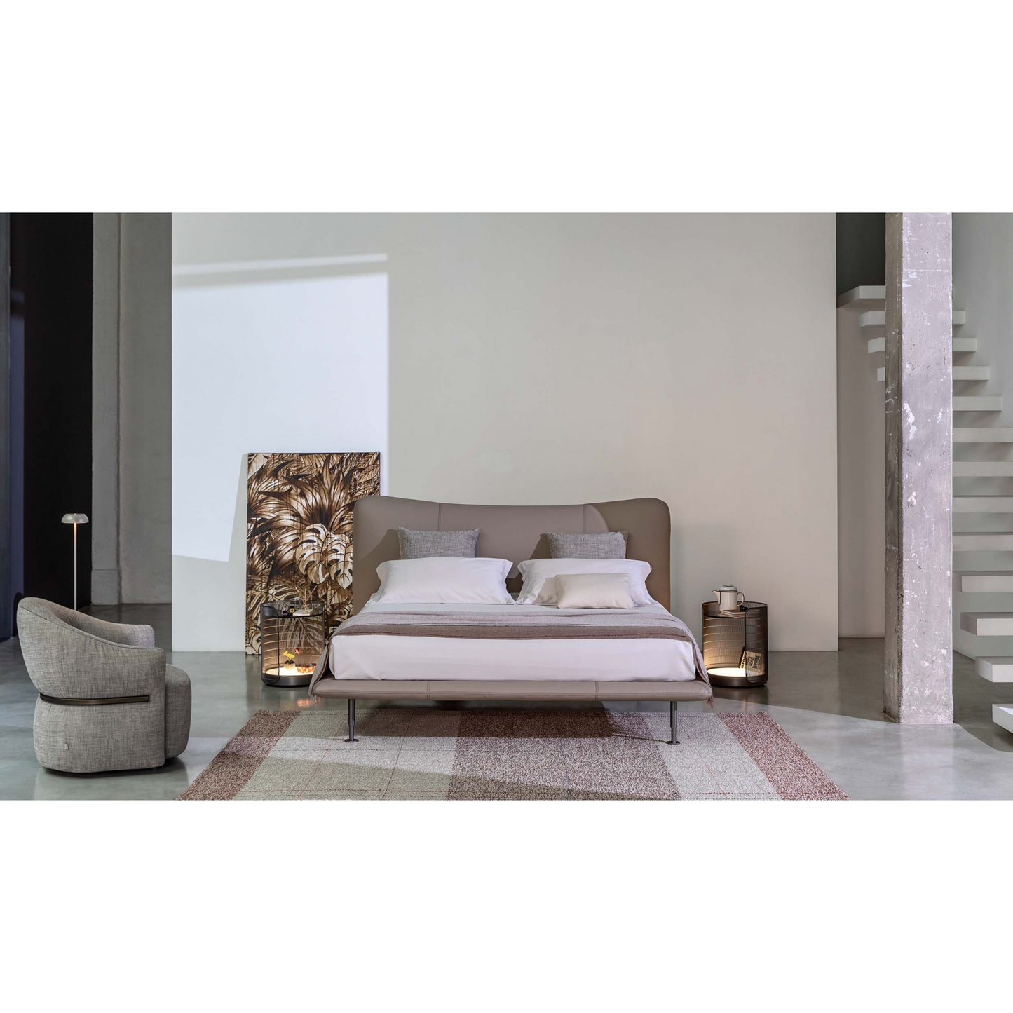 Contemporary Upholstered Queen Bed | Flou Baia | Italianfurniture.com