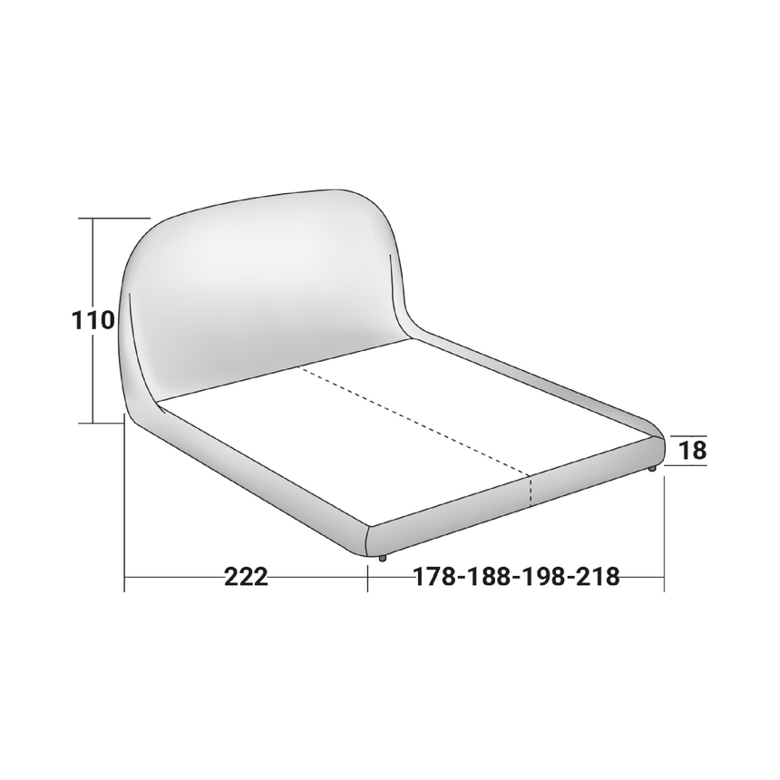 Stitched Headboard Low Profile Bed | Flou Taormina | Italianfurniture.com