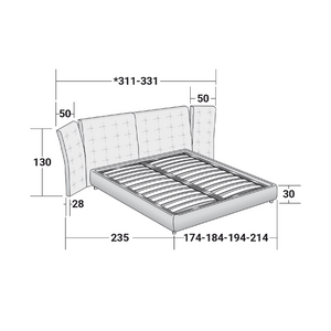 Curved Quilted High Tufted Queen Bed | Flou Angle | Italianfurniture.com