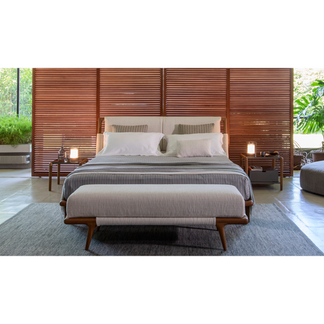 Brown Iroko Queen Bed | Flou Gaudì | Italianfurniture.com