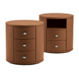 Round Leather Nightstand | Flou Condotti | Italianfurniture.com