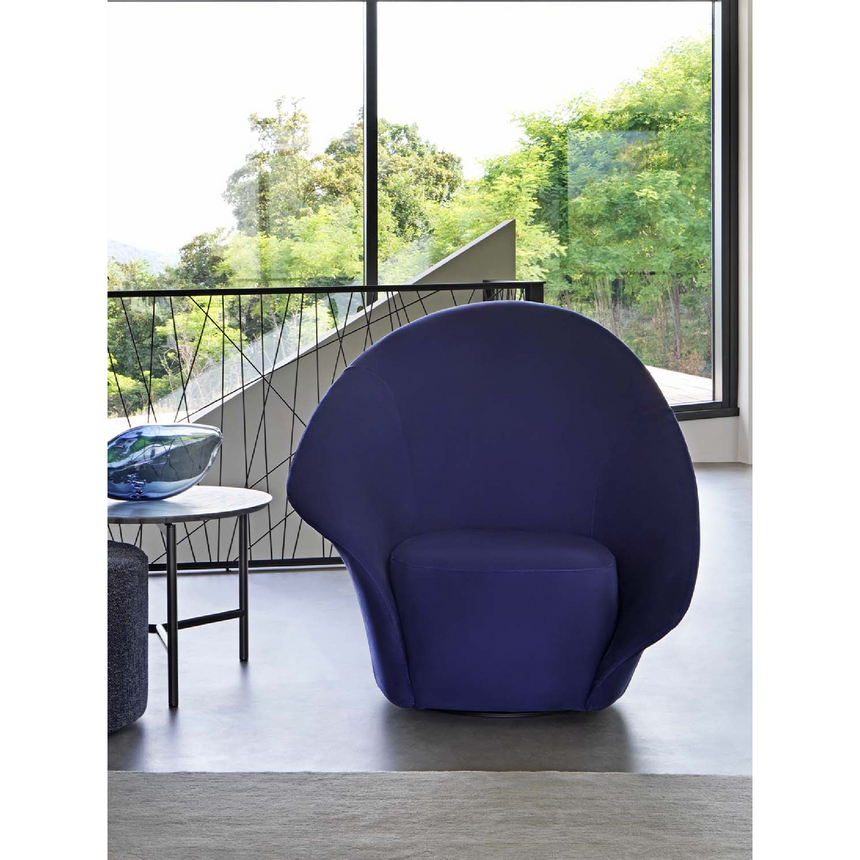 Flared Back Swivel Armchair | Flou Lilia  | Italianfurniture.com