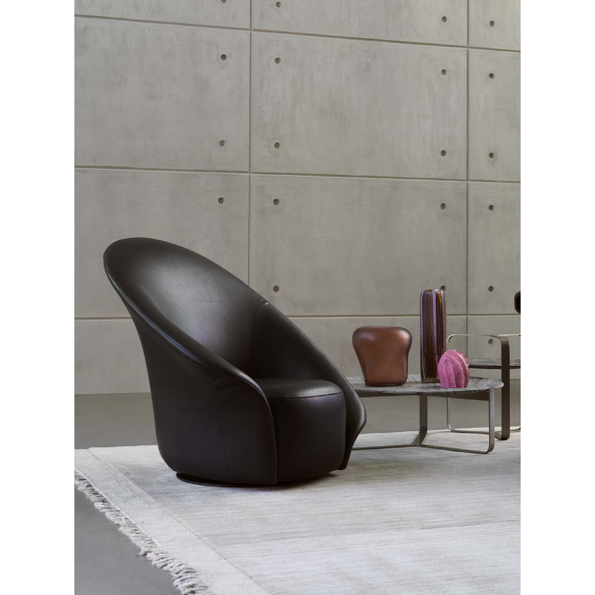 Flared Back Swivel Armchair | Flou Lilia  | Italianfurniture.com