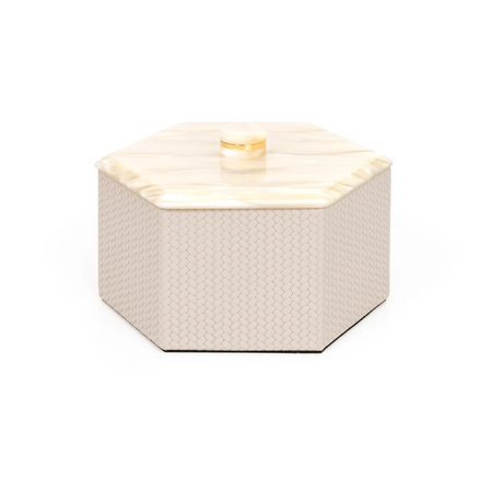 Leather Hexagonal Lidded Box | Pinetti Kelly | Italianfurniture.com