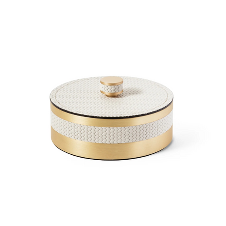 Round Woven Leather Box | Pinetti Saturno | Italianfurniture.com