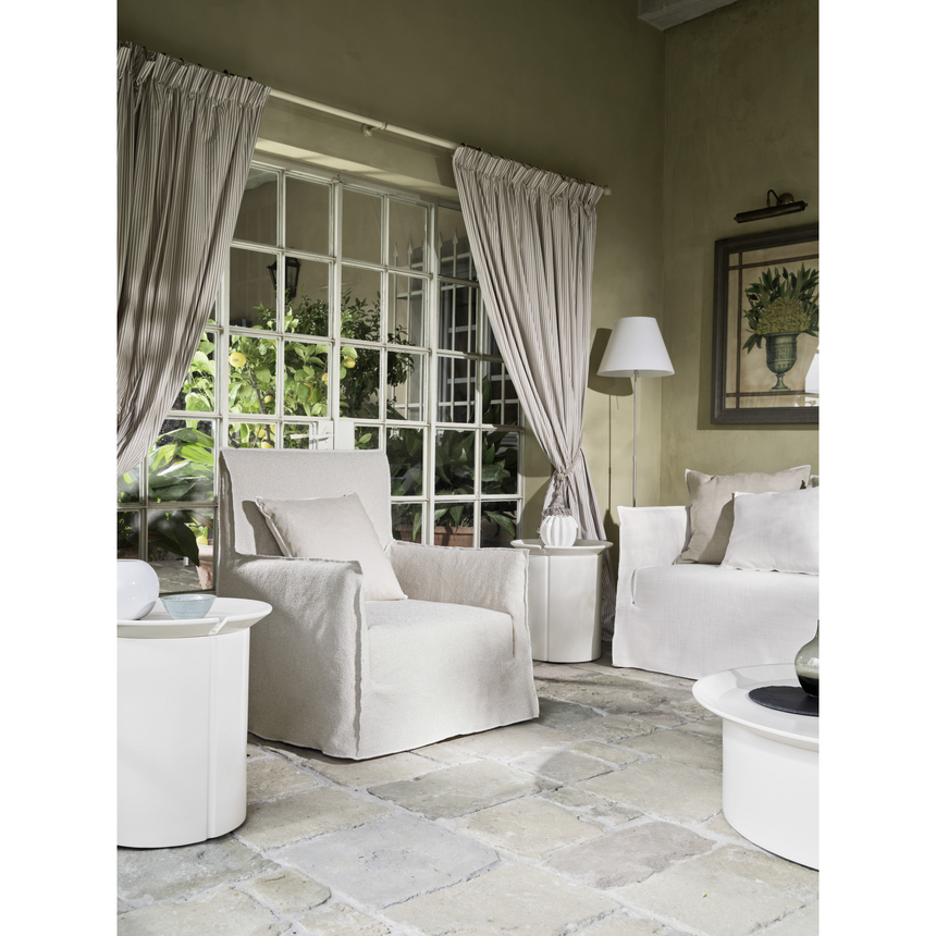 Natural White Lino Armchair | Gervasoni Ghost | ItalianFurniture.com
