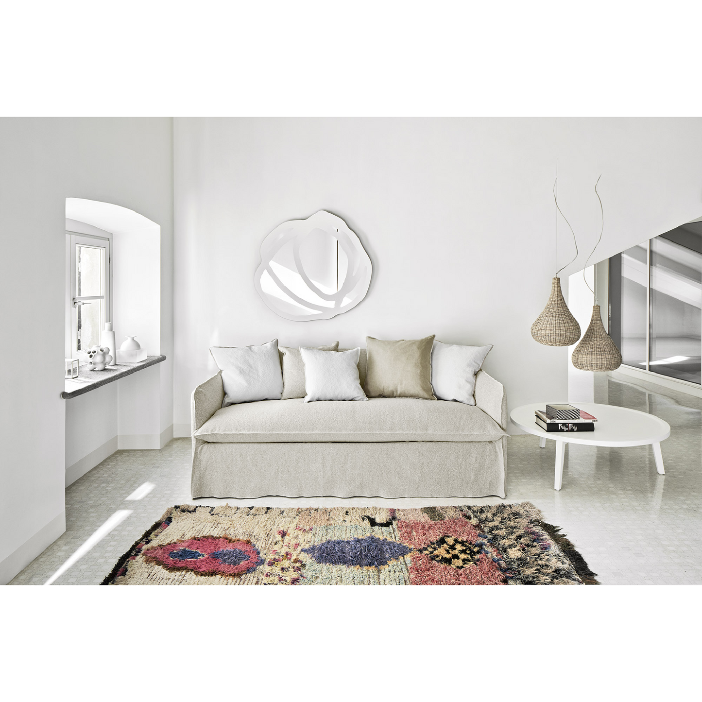 Natural White Lino Sofa Bed | Gervasoni Ghost | ItalianFurniture.com
