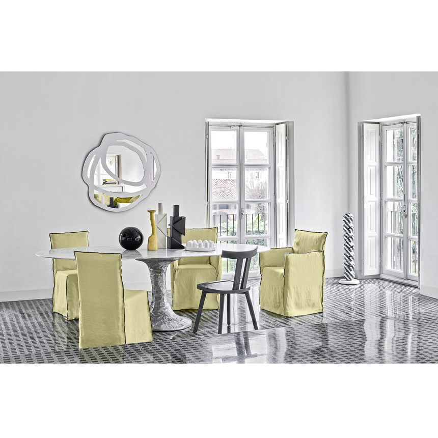 Natural White Lino Dining Chair | Gervasoni Ghost | ItalianFurniture.com