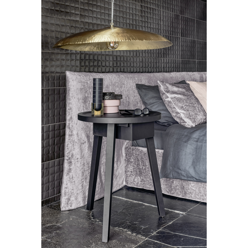 Round Side Table with Drawer | Gervasoni Gray | ItalianFurniture.com
