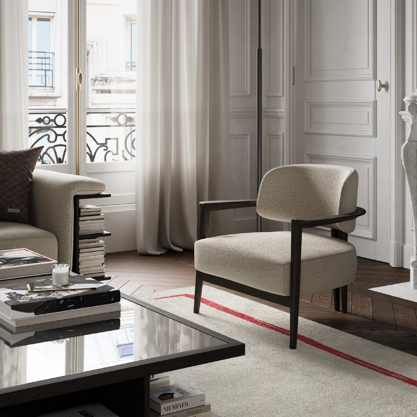 Wooden Framed Lounge Armchair | Karl Lagerfeld Maison Saint-Germain | Italianfurniture.com