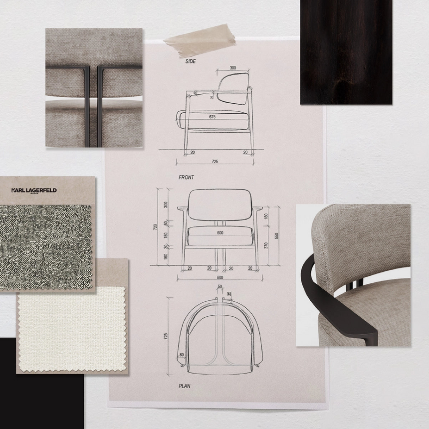 Wooden Framed Lounge Armchair | Karl Lagerfeld Maison Saint-Germain | Italianfurniture.com