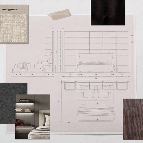 Queen Bed with Shelf System | Karl Lagerfeld Maison Saint-Germain | Italianfurniture.com