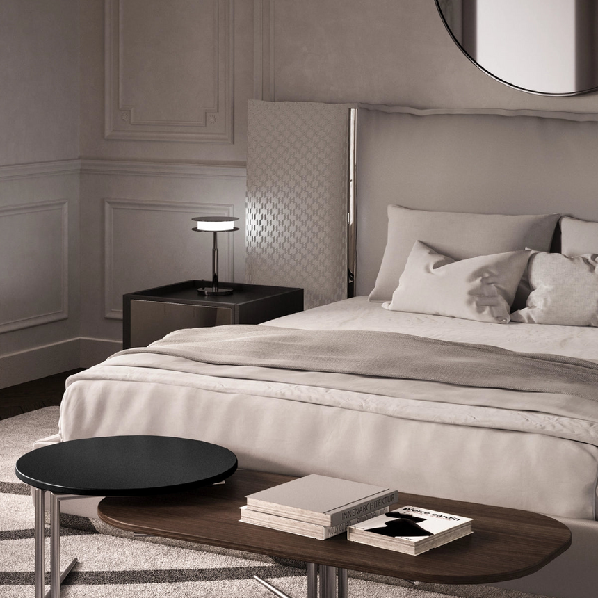 Queen Bed with Shelf System | Karl Lagerfeld Maison Saint-Germain | Italianfurniture.com