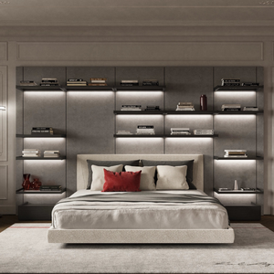 Queen Bed with Shelf System | Karl Lagerfeld Maison Saint-Germain | Italianfurniture.com