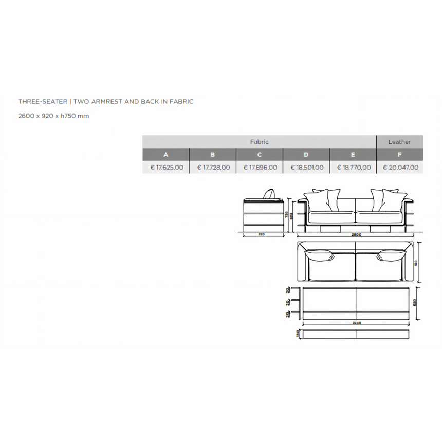 
Double-Armed 3-Seater Fabric Sofa | Karl Lagerfeld Maison Saint-Germain | Italianfurniture.com
