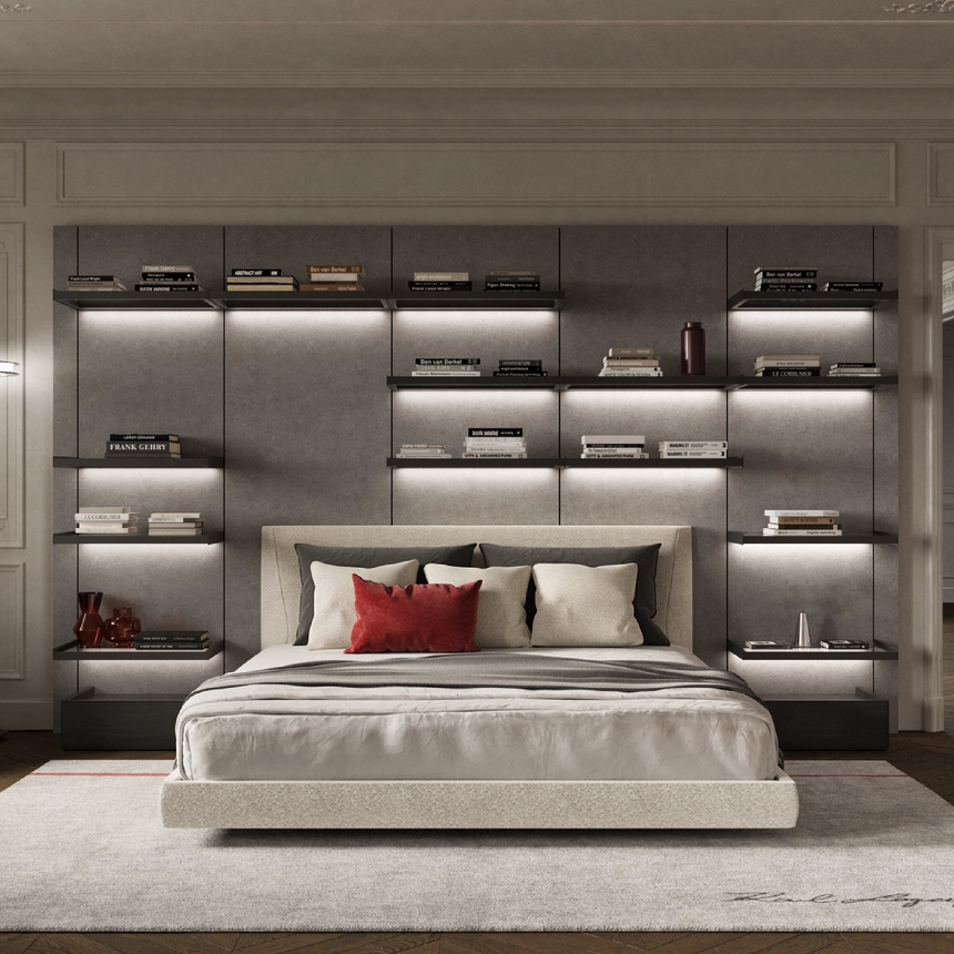 Panel Headboard Bed | Karl Lagerfeld Maison Saint-Guillaume | Italianfurniture.com