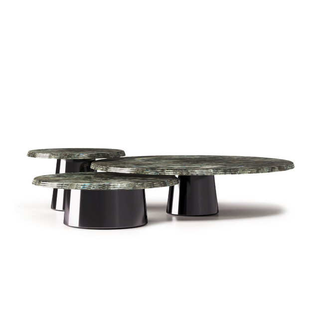Lacquered Base Round Coffee Table M | Karl Lagerfeld Maison Wellen | Italianfurniture.com