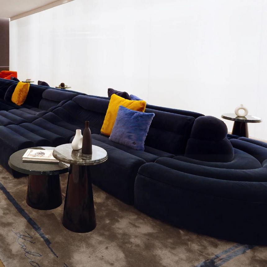 Modern Channeled Round Sofa Element | Karl Lagerfeld Maison Wellen | Italianfurniture.com