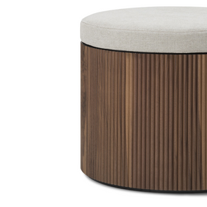 Ribbed Wood Cushioned Coffee Table | Lema Drum | Italianfurniture.com