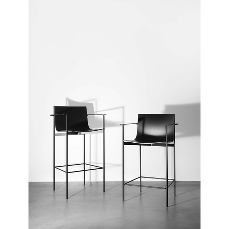 Leather Counter Stool with Armrest | Lema Ombra | Italianfurniture.com