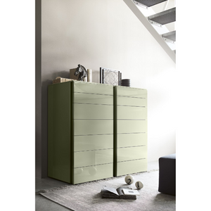 Glossy Grooved Chest of Drawers | Lema Florens | Italianfurniture.com