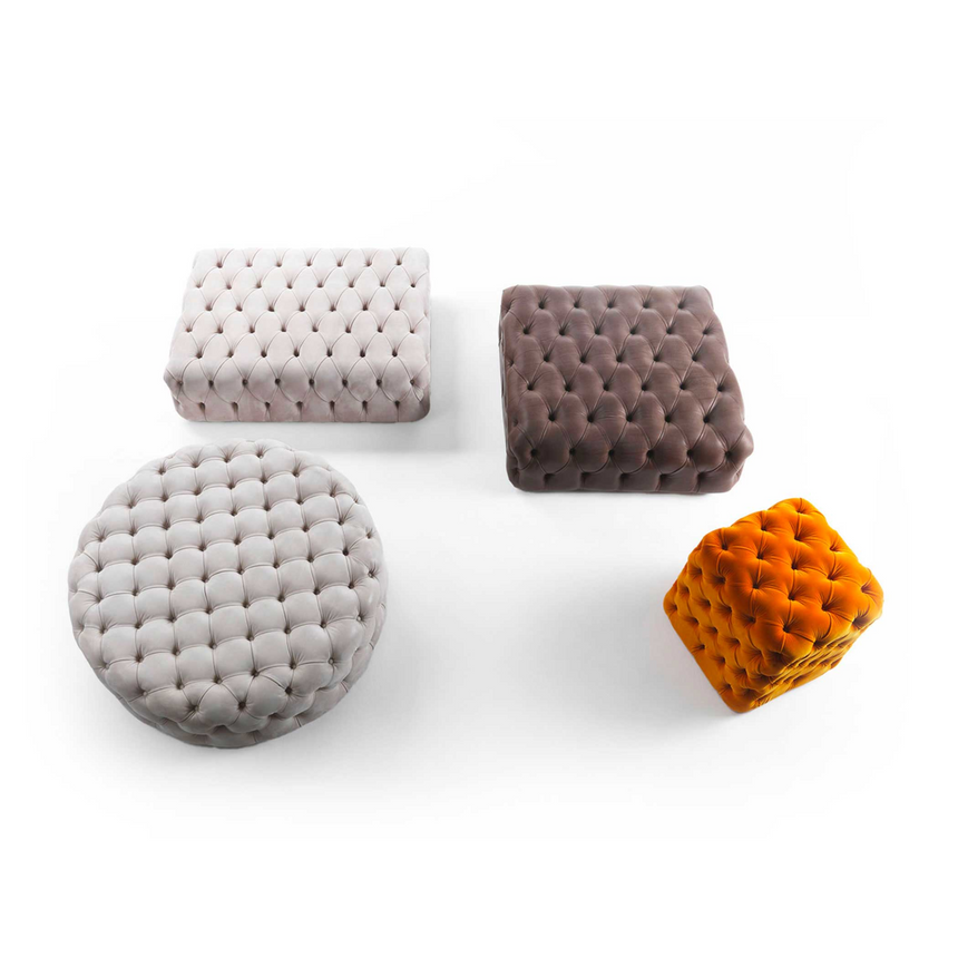 Tufted Leather Square Ottoman | Marelli Matisse | Italianfurniture.com