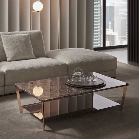 Rectangular Marble Undershelf Coffee Table | Marelli Tab | Italianfurniture.com
