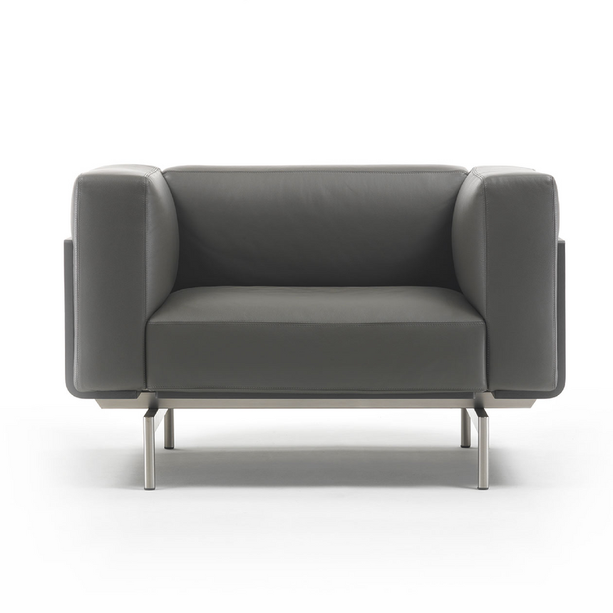 Metal Base Lounge Armchair | Marelli L-Sofa | Italianfurniture.com