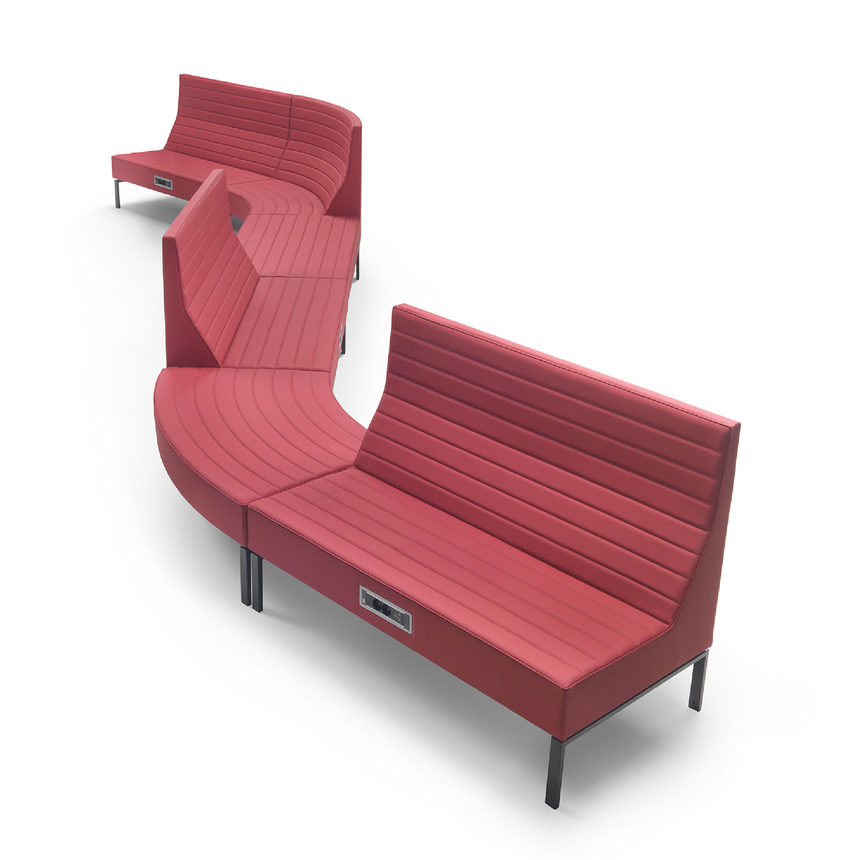 Modern Channeled Curved Bench | Marelli Stripes | Italianfurniture.com