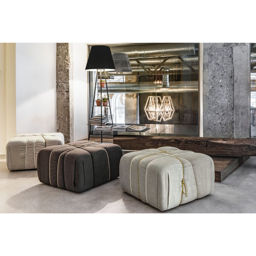 Rope-Tied Padded Ottoman | Mogg Che Pakko | Italianfurniture.com