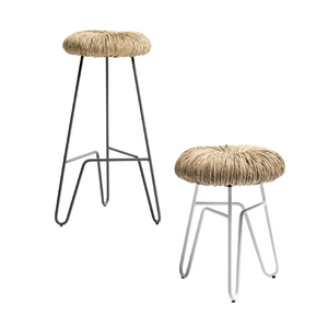 Straw-Padded Accent Stool | Mogg Donut | Italianfurniture.com