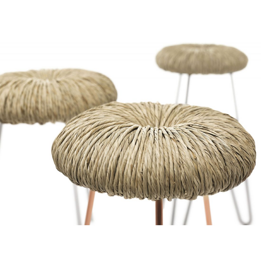 Straw-Padded Accent Stool | Mogg Donut | Italianfurniture.com