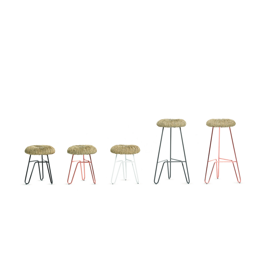 Straw-Padded Accent Stool | Mogg Donut | Italianfurniture.com