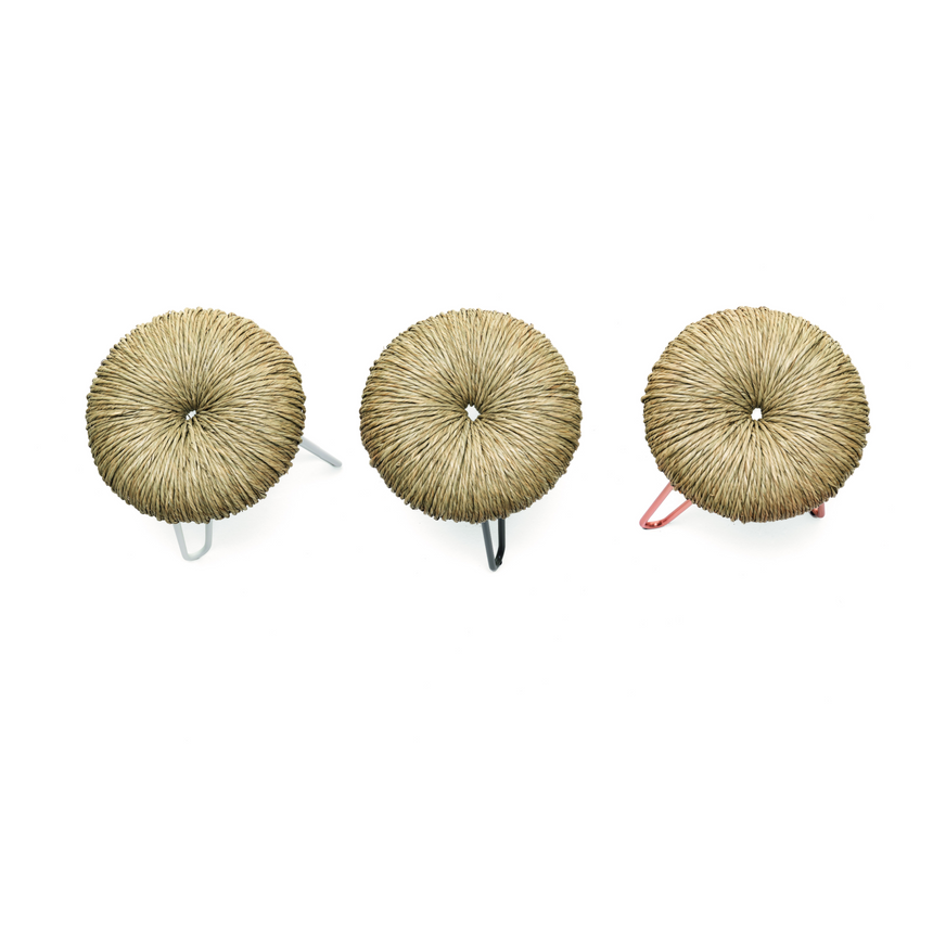 Straw-Padded Accent Stool | Mogg Donut | Italianfurniture.com