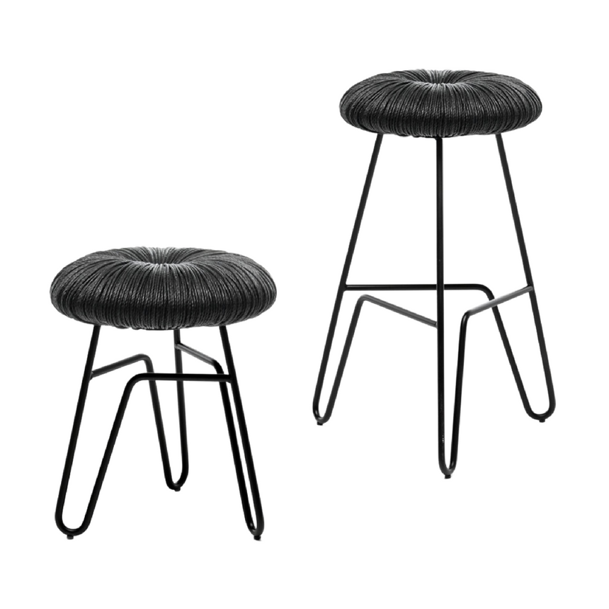 Straw-Padded Accent Stool | Mogg Donut | Italianfurniture.com