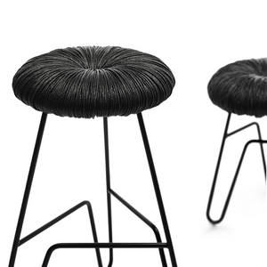 Straw-Padded Accent Stool | Mogg Donut | Italianfurniture.com