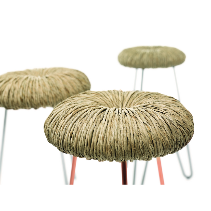 Straw-Padded Counter Stool | Mogg Donut | Italianfurniture.com