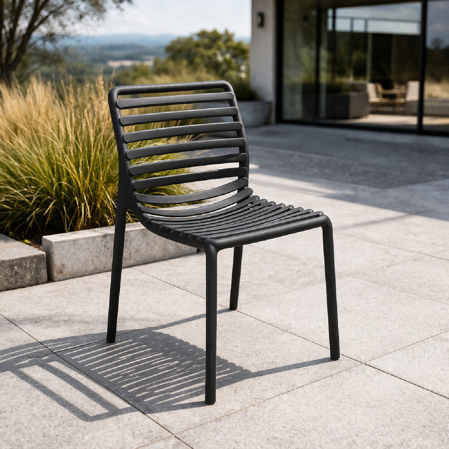 Slatted Outdoor Monobloc Dining Chair | Nardi Doga | Italian