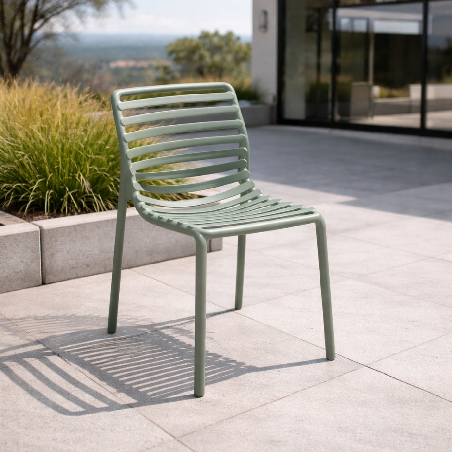 Slatted Outdoor Monobloc Dining Chair | Nardi Doga | Italian