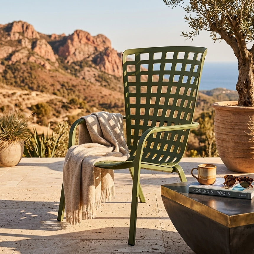 Square Perforated Reclining Outdoor Armchair | Nardi Folio