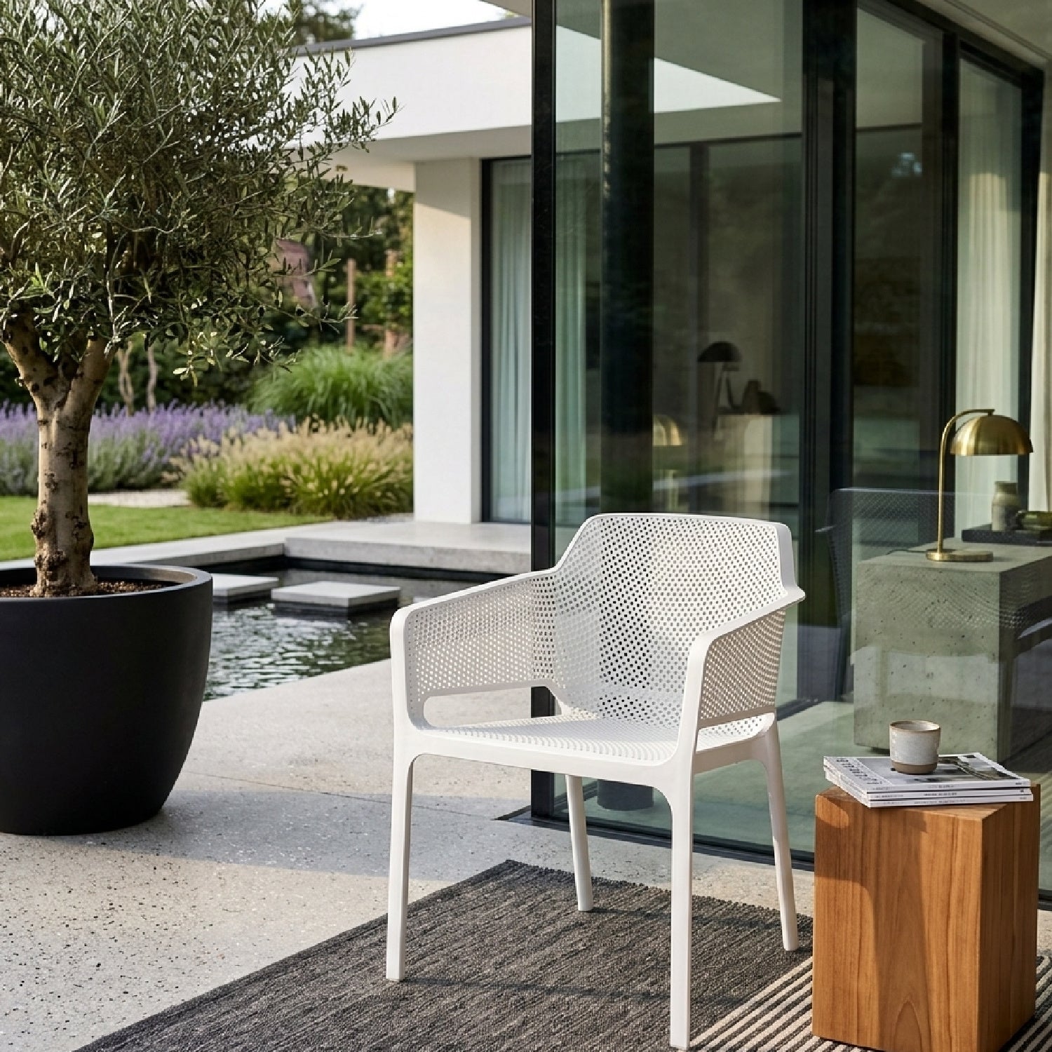 Square Perforated Outdoor Dining Armchair | Nardi Net | Italian
