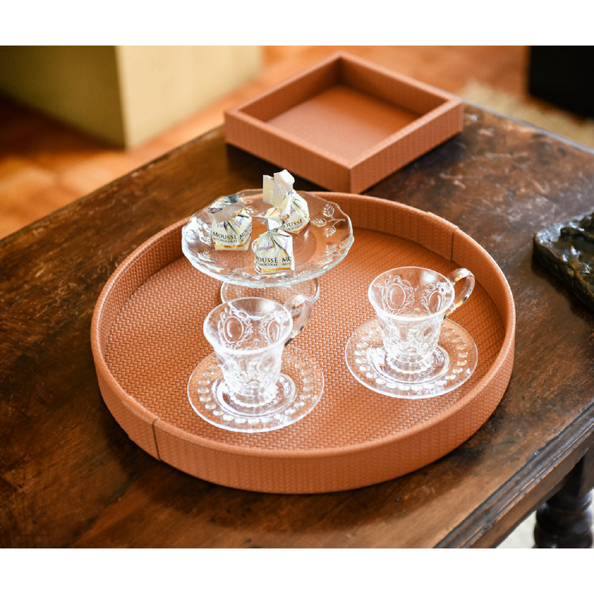 Calfskin Leather Round Tray | Pinetti Gea | Italianfurniture.com